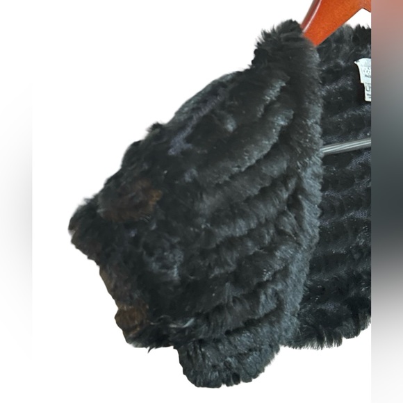 Wilson’s Leather Rabbit Fur Mesh Bolero Jacket Black Women’s Size L/XL. - Picture 3 of 11